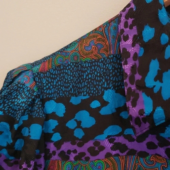 Louis Feraud 100% Silk Vintage Maxi Dress Long Sleeve Colorful Size US 12 - Picture 14 of 17